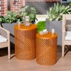 VisioGear 2PCS Patio End Tables, Indoor Outdoor Nesting End Carved Trellis Design Side Table, Orange, 12.5"*12.5"*16.5" - 3 of 4