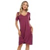 Women's Cold Shoulder Summer Twist Knot Mini Tshirts Dresses - 3 of 4