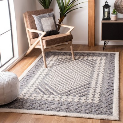Natura Blue and Cream Handwoven Wool Area Rug 6' x 9'