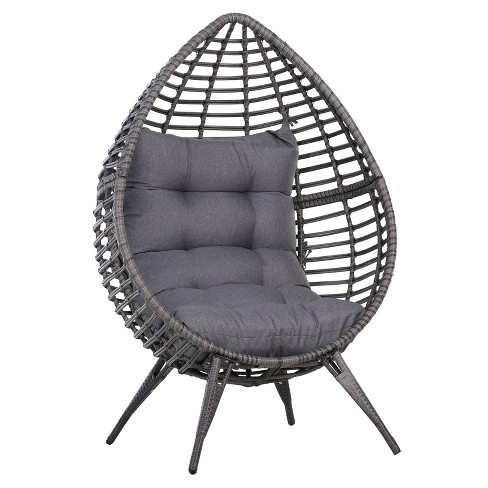 Outsunny Indoor/outdoor Rattan Wicker Teardrop Egg Lounge Chair With ...