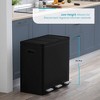Home Zone Living 16 Gallon Stainless Steel Triple Trash and Recycling Can with Soft Close Lids and Step Pedals, Black - 2 of 4