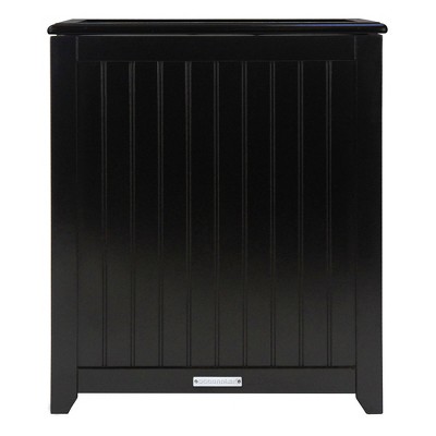 Mahogany Finished Black Wood Laundry Hamper with Lid
