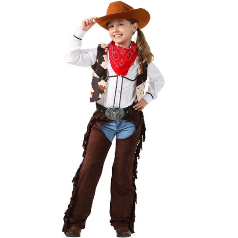 Halloweencostumes.com Small Girl Child Cowgirl Chaps Costume,  Red/white/brown : Target