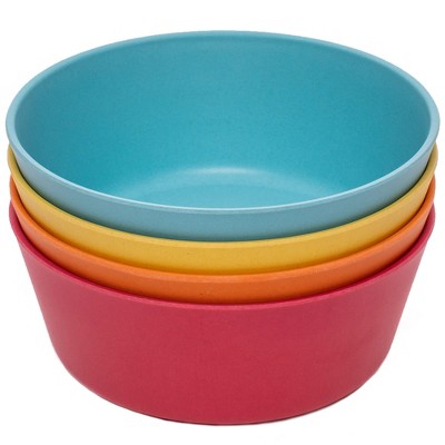 WeeSprout Bamboo Kids Bowls, Set of Four Kid-Sized Dinnerware, Cereal, Leftovers & Snack Bowl
