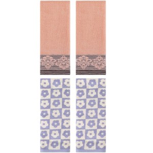 REGALWOVEN 4 Pcs Floral Soft Absorbent Decorative Bathroom Hand Towels - 1 of 4