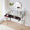 33.9" Makeup Vanity Desk with Mirror and Lights, Vanity Table with 2 Drawers & Open Shelf, Dressing Table with Charging Station for Bedroom Silver - 4 of 4
