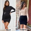 EXLURA Women's Bodycon Ruched Tulip Mini Skirt Elastic High Waist Asymmetrical Short Skirt - 3 of 4