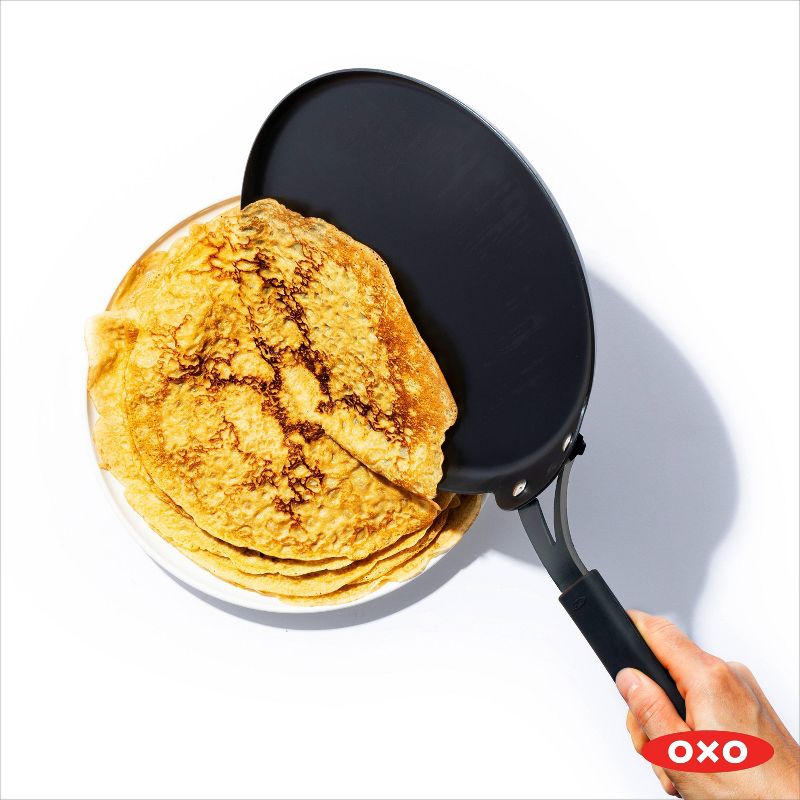 OXO 10&#34; Ceramic Steel Crepe Pan with Silicone Sleeve Black, 5 of 6