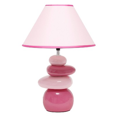 Ceramic Stone Table Lamp Pink - Simple Designs: Bedside, Nightstand, Desk Light, ETL Listed