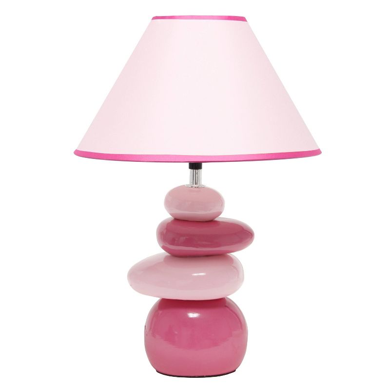 17.25&#34; Contemporary Ceramic Stacking Stones Table Desk Lamp Pink - Creekwood Home, 1 of 9