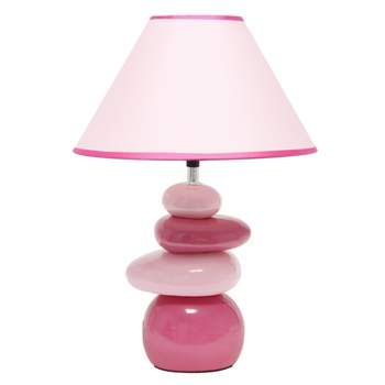 17.25" Contemporary Ceramic Stacking Stones Table Desk Lamp Pink - Creekwood Home