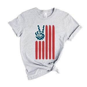 Simply Sage Market Women's Flag Peace Sign Short Sleeve Graphic Tee - 1 of 4