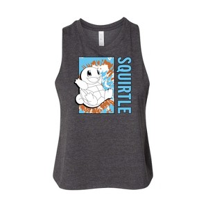 Women's Pokémon Tie Dye Squirtle Graphic Racerback Tank - Heather Charcoal - Medium - 1 of 2