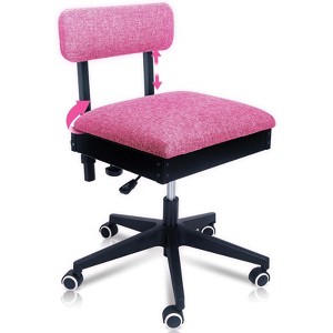 Pink Power Sewing Chair with Wheels and Adjustable Back Support - Ergonomic Hydraulic Armless Sewing Machine Chair for Crafting, Quilting (Pink) - 1 of 4
