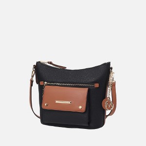 MKF Collection Serenity Color Block Vegan Leather Women’s Crossbody Bag by Mia K  - Black Cognac - 1 of 4