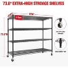Heavy Duty 5-Tier Industrial Shelving Unit - 3300 LBS Capacity, Adjustable Metal Garage Shelves w/Wheels & Leveling Feet - 2 of 4