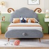 Twin Size Upholstered Platform Bed with Sheep-Shaped Headboard, White - 2 of 4