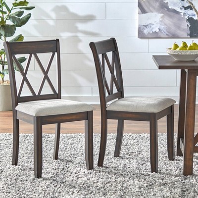 Set of 2 Davidson Double X Back Dining Chairs Rustic Brown Finish - Buylateral