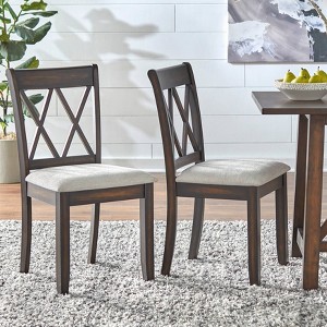 Set of 2 Davidson Double X Back Dining Chairs Rustic Brown Finish - Buylateral - 1 of 4