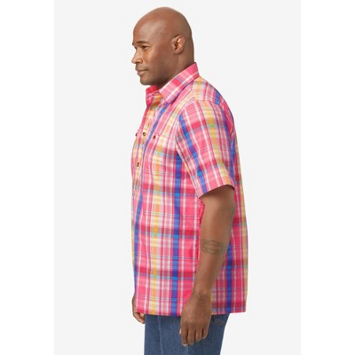 KingSize Short-Sleeve Plaid Shirt