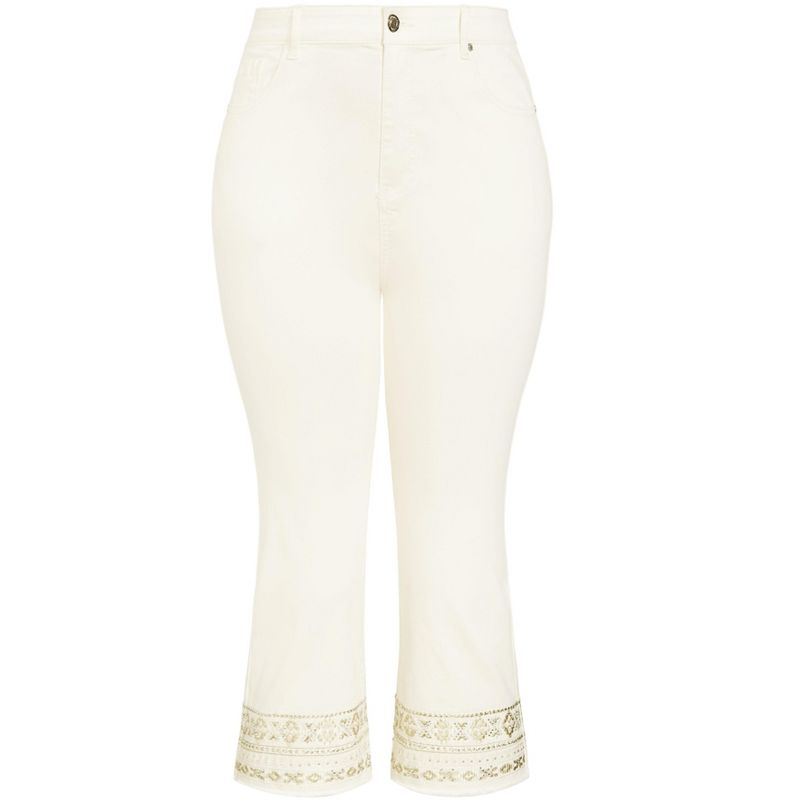 Women's Plus Size Nicola Crop Jean - cream  | AVENUE, 3 of 4