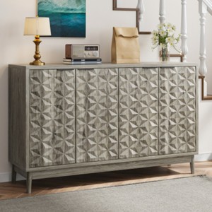 Modern Wooden Accent Buffet Cabinet with Adjustable Shelfs, Versatile Storage Sideboard for Living Room, Dining Room or Hallway–The Pop Home - 1 of 4