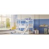 DOMETOUR House Bunk Bed with Convertible Slide and Ladder, Floor Bunk Bed Twin Over Twin with Safety Guardrail - 4 of 4