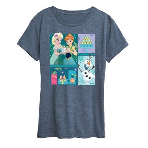 Women's - Disney - Elsa, Olaf & Anna Birthday Celebration Short Sleeve Graphic T-Shirt - 1 of 4