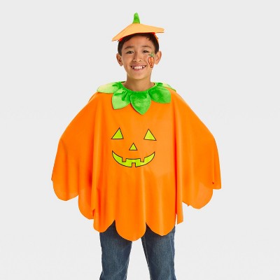 2pc Kids' Blacklight Responsive Pumpkin Poncho Halloween Costume Kit - Hyde and EEK! Boutique™