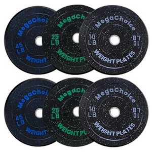 Weight Plates, 2-Inch Rubber Bumper Plates for Lifting - Olympic Weight Plates for Home Gym (160LBS Set: 10LBS/25LBS/45LBS Pairs) Durable Low-Noise - 1 of 4