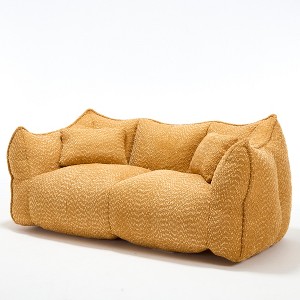 Cesicia 73.2 in-W x 38.6 in-D x 30.7 in-H Beige Chenille Bean Bag Sofa Chair for 2 People - 1 of 4