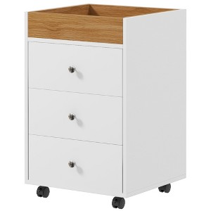 3 Drawer File Cabinet on Wheels Mobile Home Office Storage Cabinet with Top Tray Under Desk Printer Stand - 1 of 4