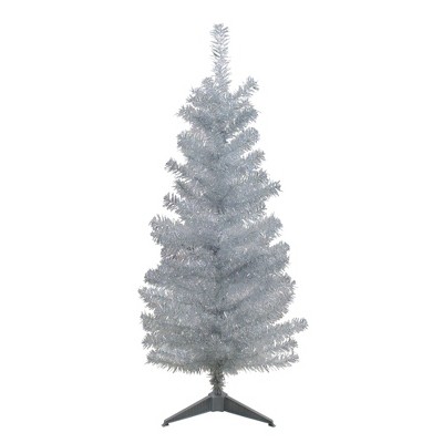 Northlight 4' Holographic Silver Tinsel Slim Artificial Christmas Tree - Unlit