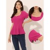 Allegra K Women's Sweetheart Neck Puff Ruffle Sleeve Elegant Peplum Top - 2 of 4