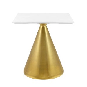 28" Tupelo Square Dining Table Gold White - Modway: Modern Mid-Century Style, MDF Top, Metal Pedestal Base, Seats 2 - 1 of 4