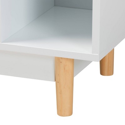 White and Oak Brown Mid-Century Modern Accent Cabinet