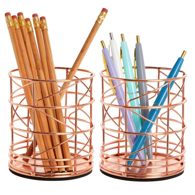 Juvale Juvale 2-Pack Rose Gold Pen Holder for Desk - Organizer Cup for Pencil, Hair and Makeup Brush and Office Supplies, 6 of 10