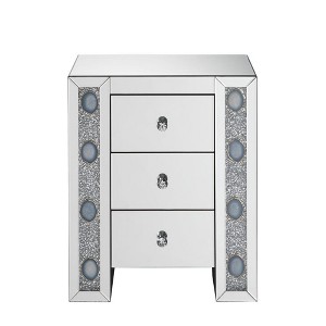 Royal Hampton Wood & Mirror Nightstand with Agate Inserts, Silver - 1 of 1