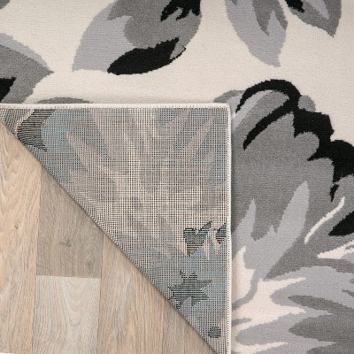 Cream Floral Synthetic 5' x 7' Reversible Area Rug