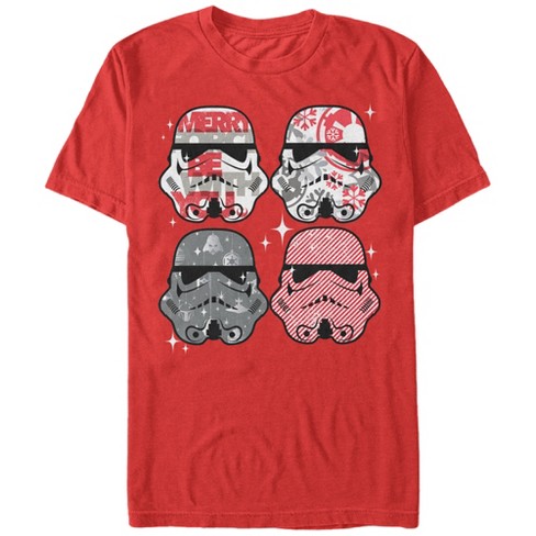 Men's Star Wars Christmas Stormtrooper Helmets T-Shirt - Red - Medium