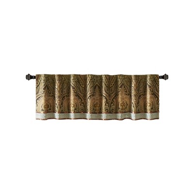 LIVN CO. Medallion Damask Jacquard Window Valance, Brown 54x18"
