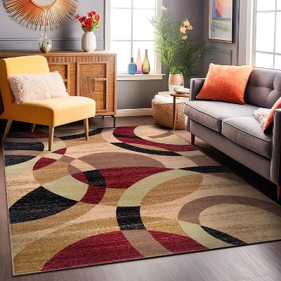 Multicolor Geometric 8' x 10' Synthetic Area Rug