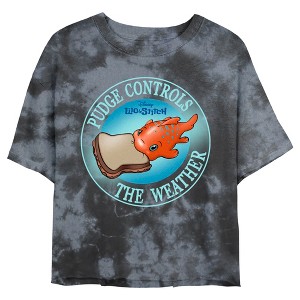 Junior's Women Lilo & Stitch Pudge Controls the Weather Crop T-Shirt - 1 of 4