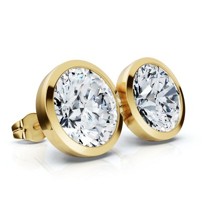 Pompeii3 Certified 6Ct TW Martini Bezel Diamond Studs 14k Gold Lab Created