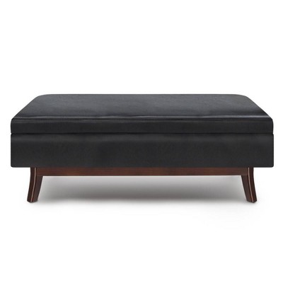 Ethan Midnight Black Faux Leather Storage Ottoman