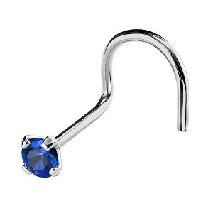 Jewelry Avalanche 22G 14K Gold Nose Screw Nose Stud with Blue Sapphire Gemstone - 1 of 2