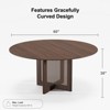PexFix 60" x 60" Farmhouse Kitchen Dining Room Table Furniture Round Walnut Kitchen Table with Rattan Woven Legs for Kitchen Bar Living Room - 2 of 4