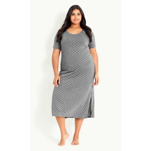 Ærlighed mager Derved Women's Plus Size Heart Night Dress - Grey | Evans : Target