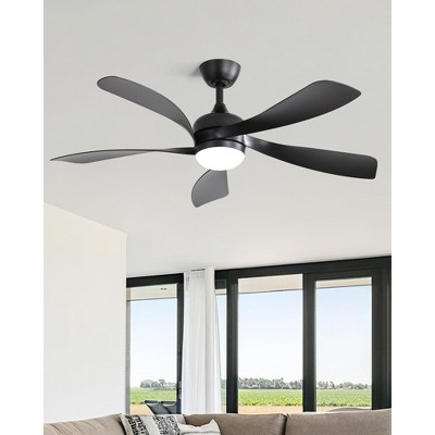 HOMLUX 52" Low Profile Remote Control Ceiling Fan W/Light and Reversible Motor,Black/Walnut