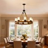 GDFStudio Rian Rustic Wooden Wagon Wheel Chandelier Ceiling Light with Seeded Glass Shade and Adjustable Chain - 2 of 4